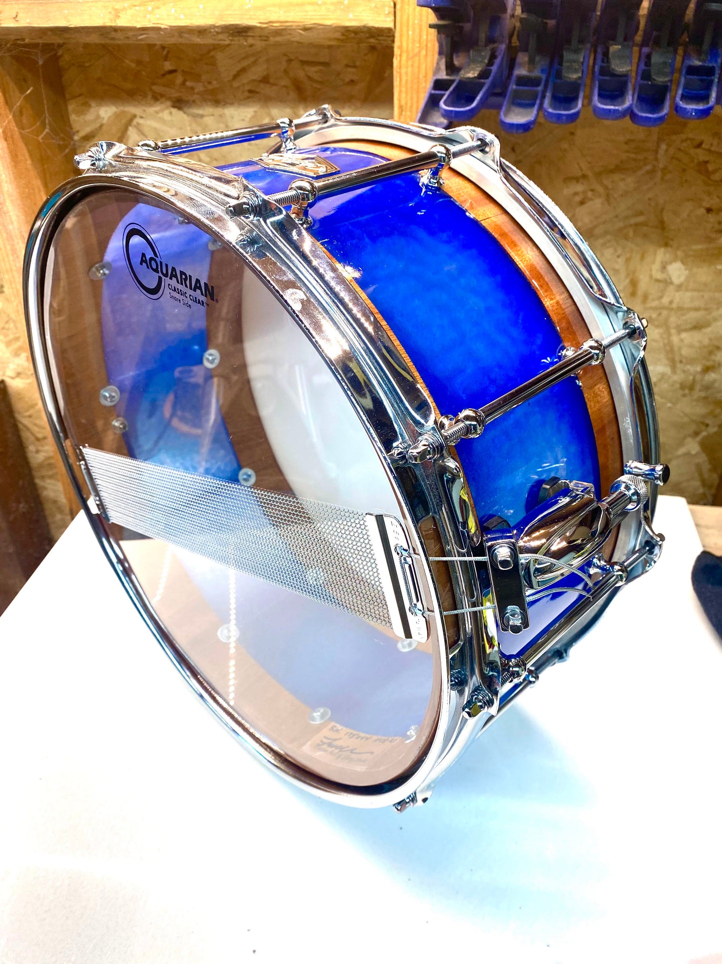 Blue Epoxy Resin and Sapele Wood – Archer Drums
